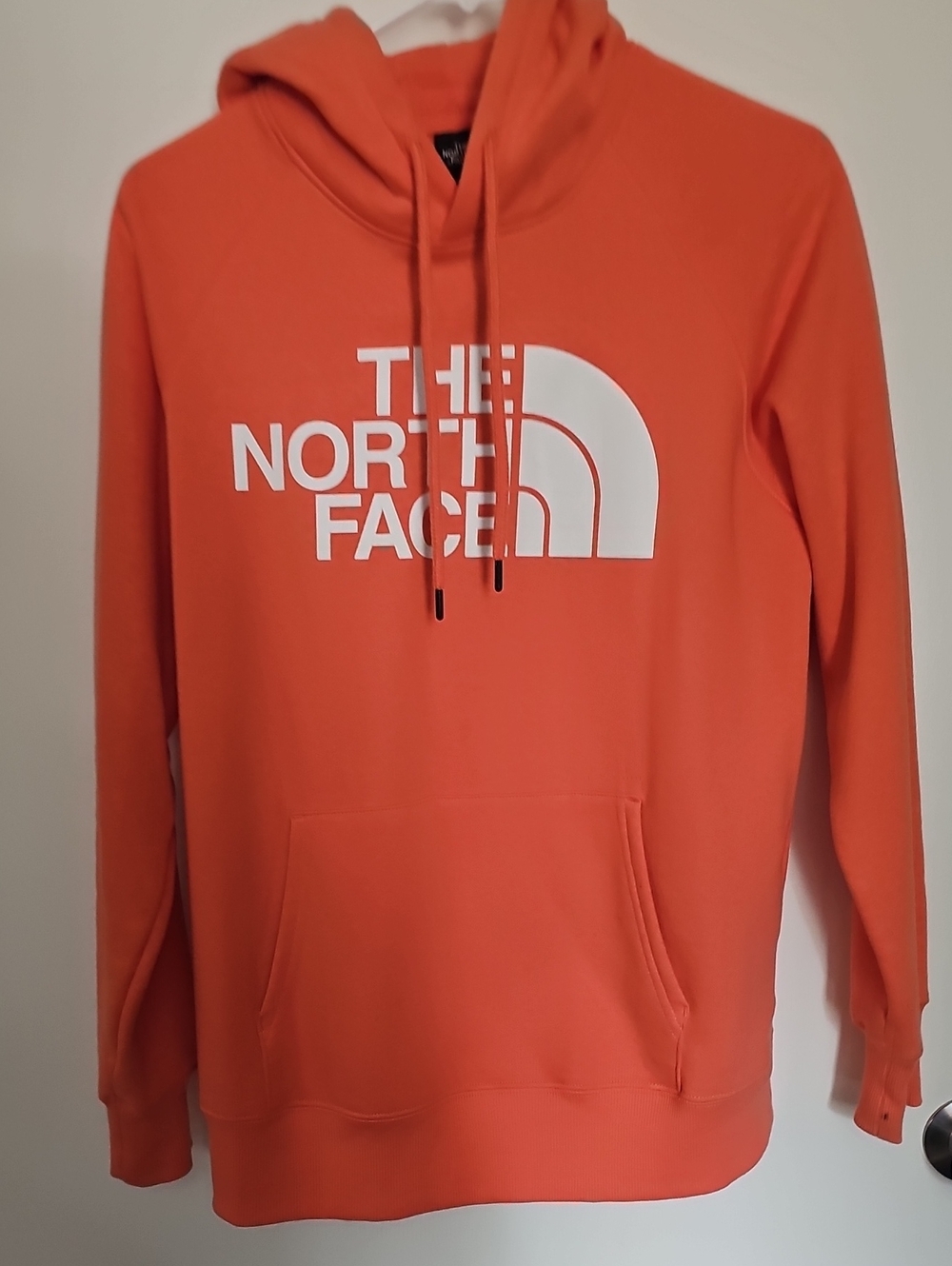 The North Face Women's Orange Crewneck Hoodie with White Logo